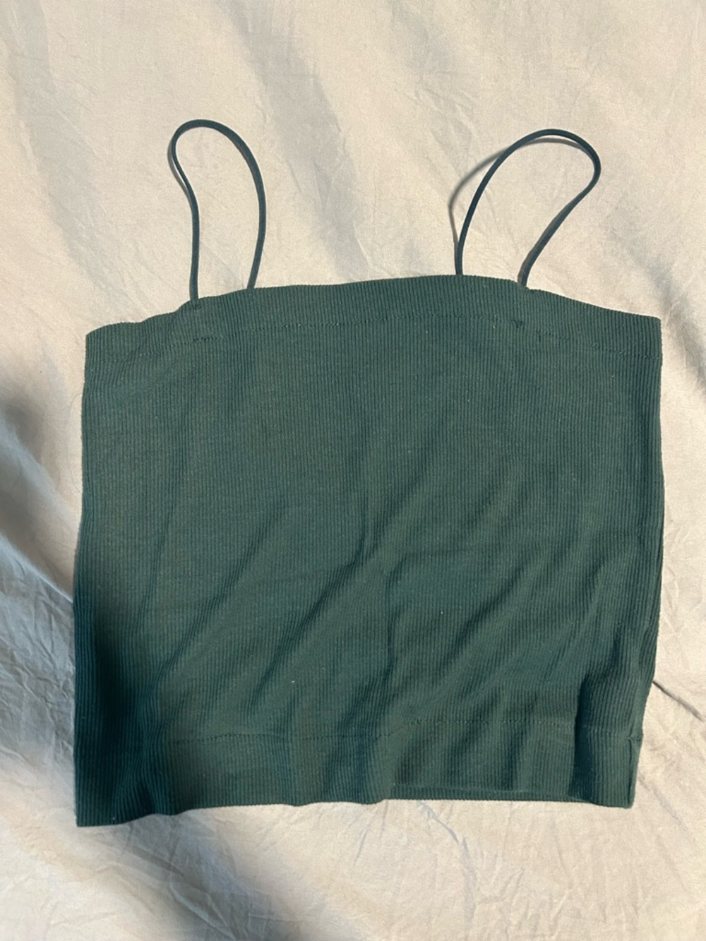 American Eagle Ribbed Knit Cami Tank Top in Deep Green
